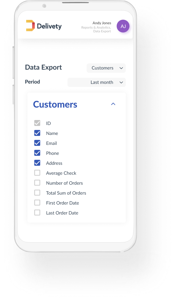 Customer database export